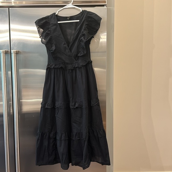 J. Crew Ruffle Sleeve Voile Dress Cotton V-Neck A-Line - Picture 4 of 6